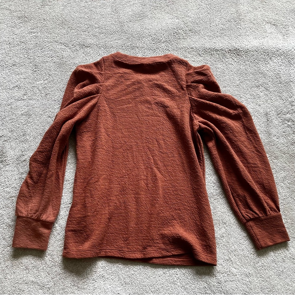 MADEWELL Pleated Statement-Sleeve Top Size Small Trendy Feminine Pretty - Picture 2 of 8